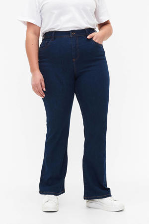 high waist bootcut jeans dark blue denim