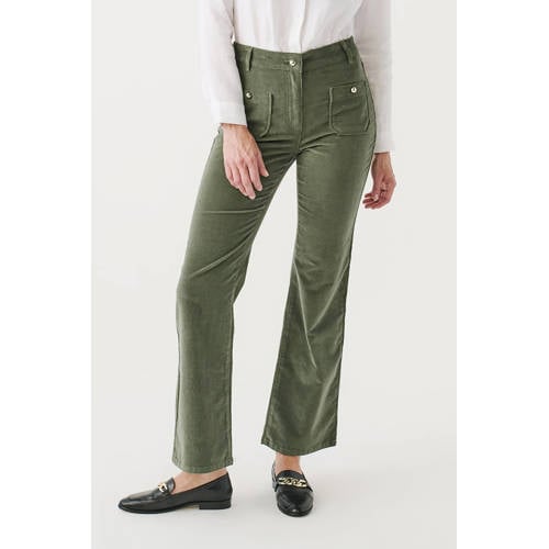 Caroll corduroy bootcut high waist broek kaki afbeelding