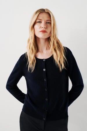 gebreid vest van kasjmier marineblauw