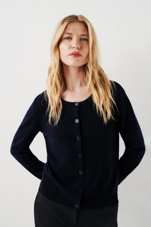 gebreid vest van kasjmier marineblauw