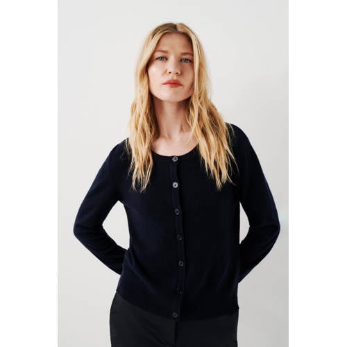Caroll gebreid vest van kasjmier marineblauw afbeelding