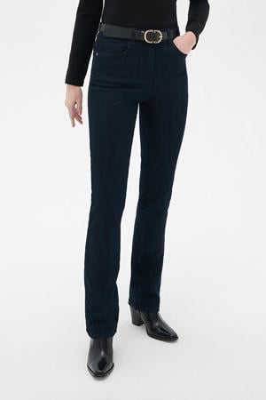 high waist bootcut jeans dark blue denim