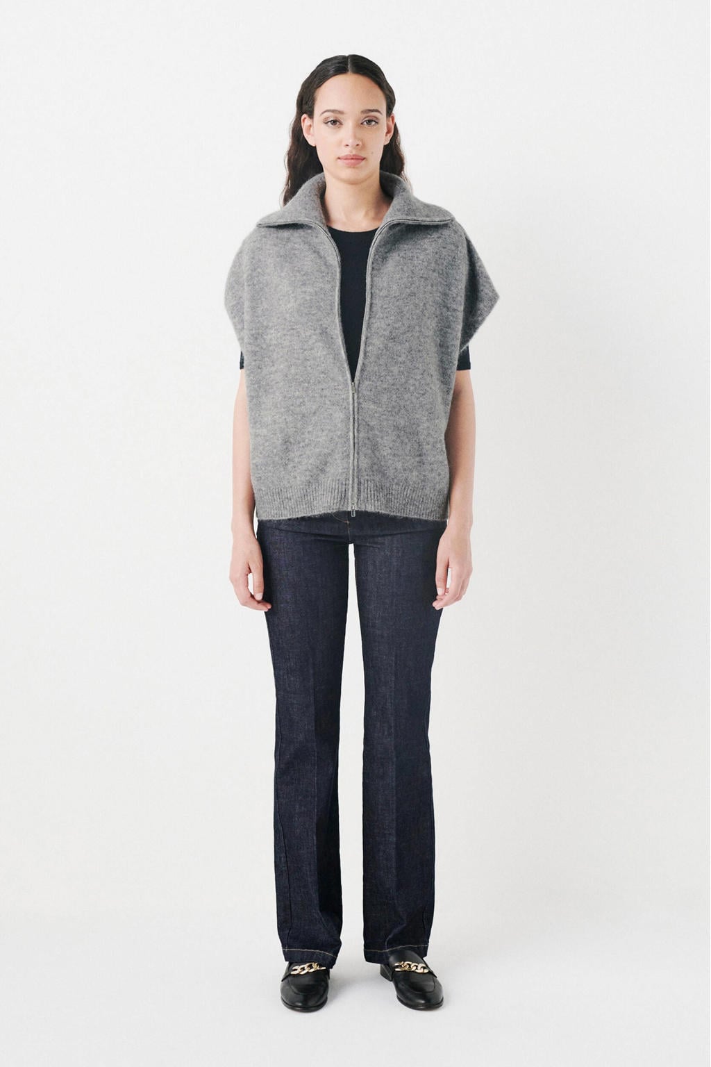 Caroll gebreid vest lichtgrijs