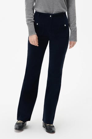 corduroy bootcut high waist broek donkerblauw