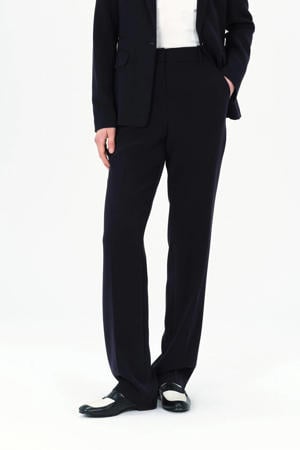 aansluitend regular waist broek donkerblauw