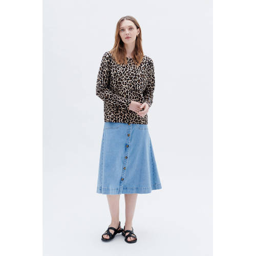 Caroll sweater met panterprint bruin afbeelding