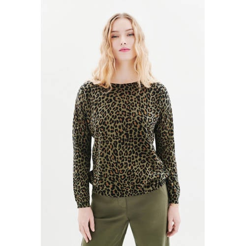 Caroll sweater met panterprint groen afbeelding