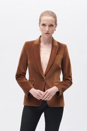 fluwelen regular blazer taupe