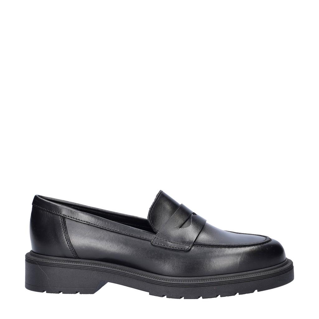 Zwarte dames Nelson chunky leren loafers