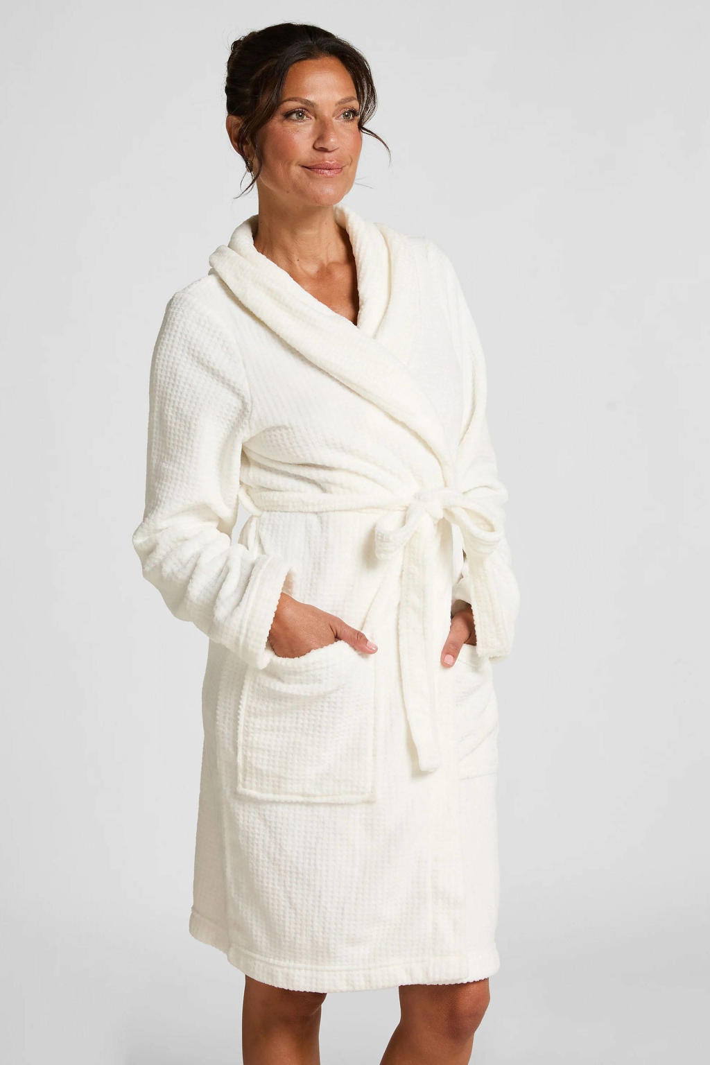 Hunkemöller fleece badjas gebroken wit