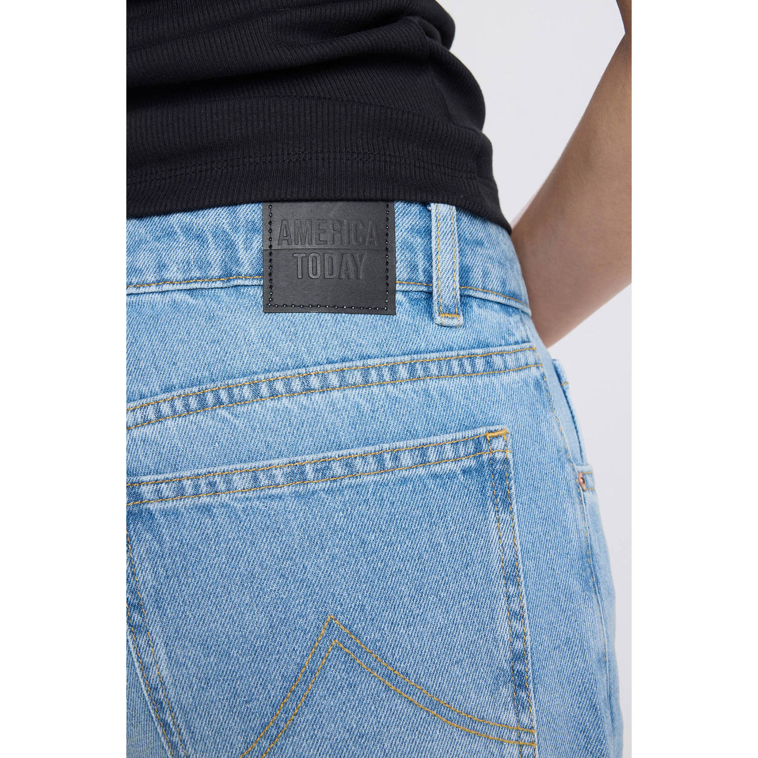 America Today low waist straight leg jeans light blue denim