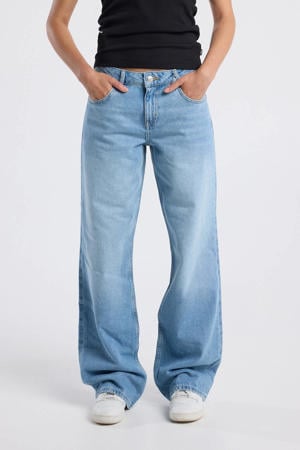 low waist straight fit jeans light blue denim