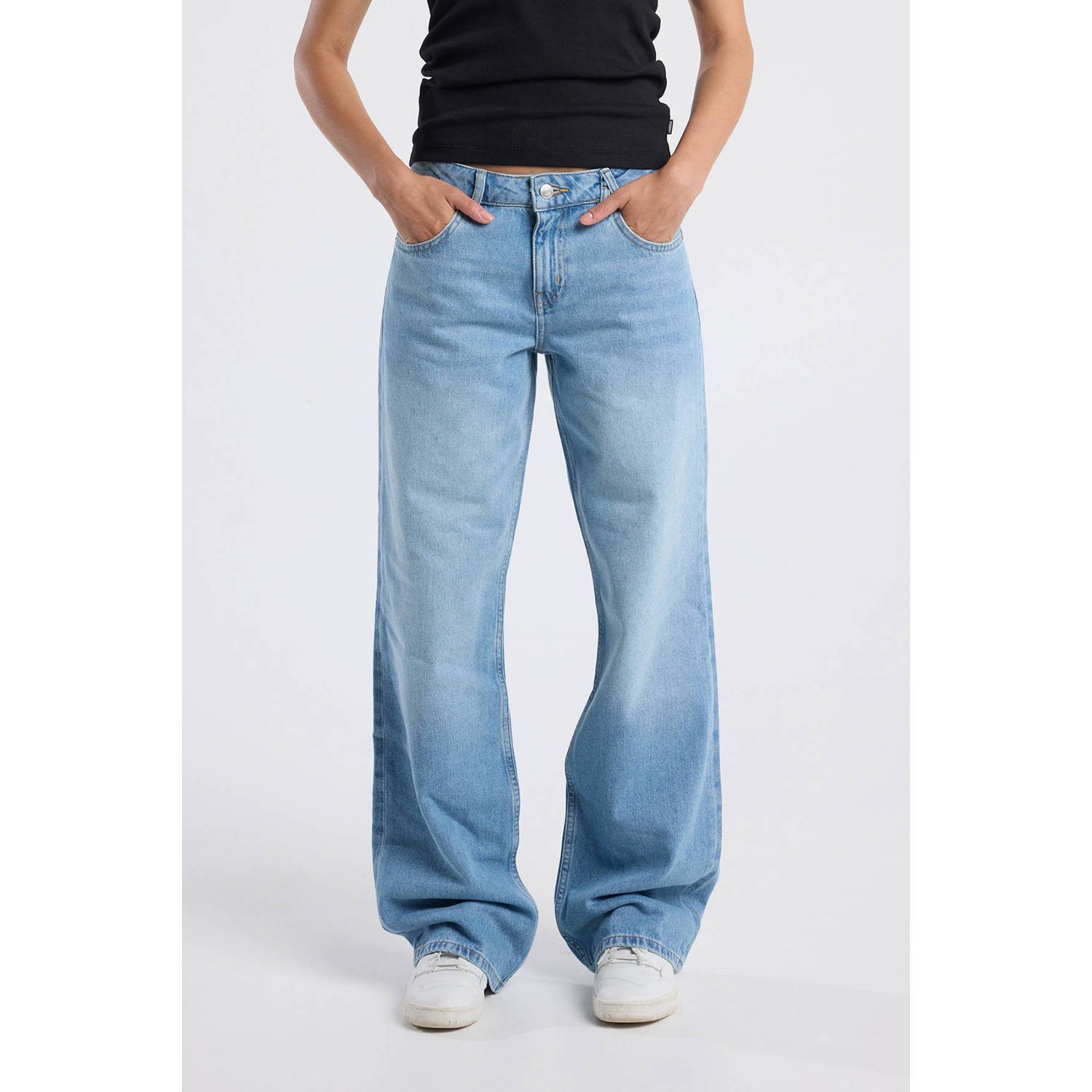 America Today low waist straight leg jeans light blue denim