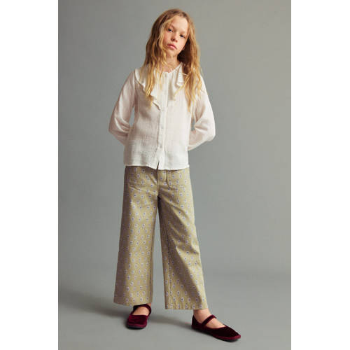 Mango Kids wide leg casual broek groen afbeelding