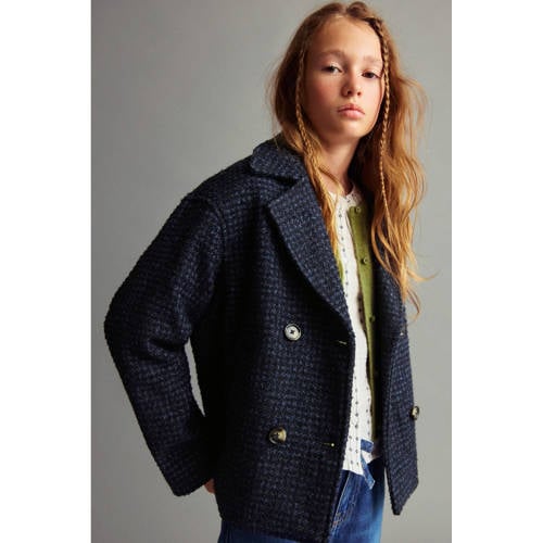 Mango Kids tweed manteljas marine afbeelding