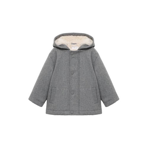 Mango Kids manteljas met wol grijs afbeelding