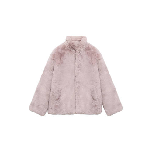 Mango Kids faux fur jas roze afbeelding