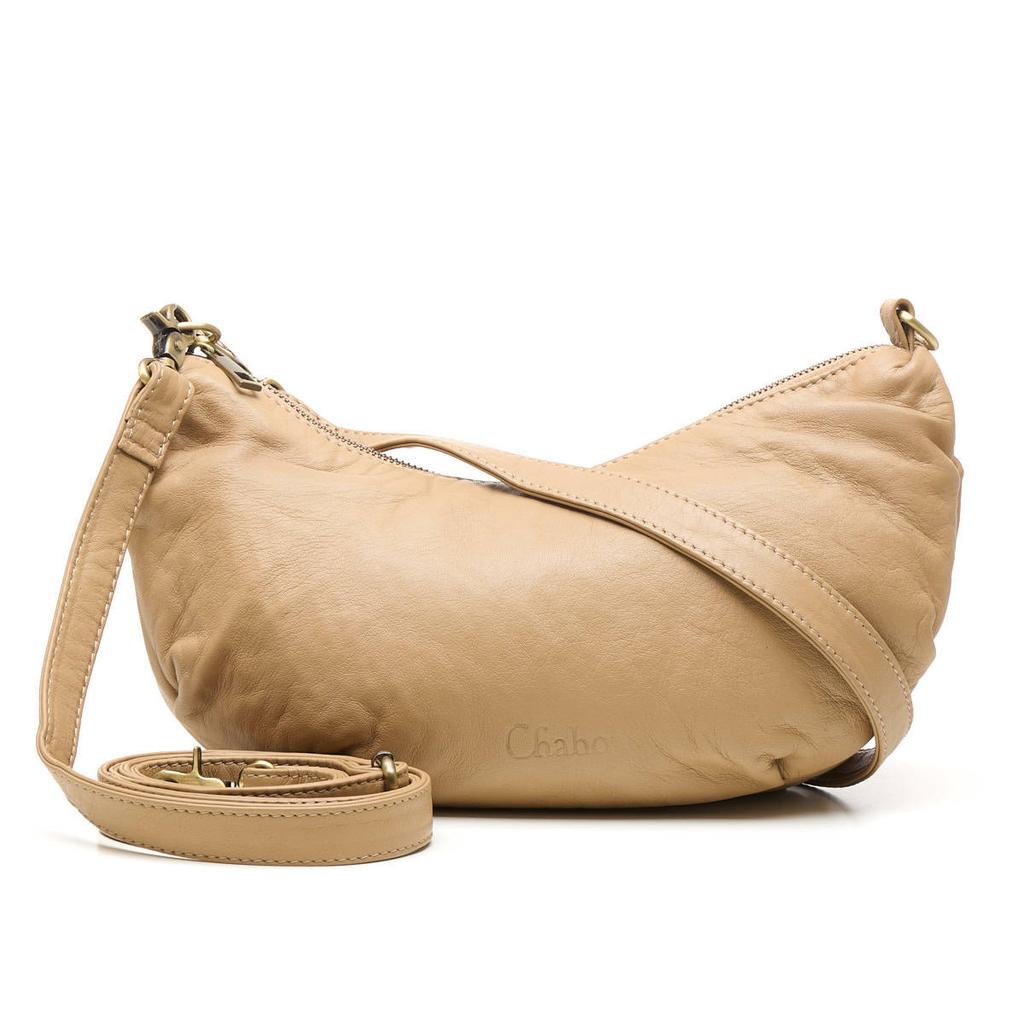 Chabo Bags leren crossbody tas Bobby Banana beige