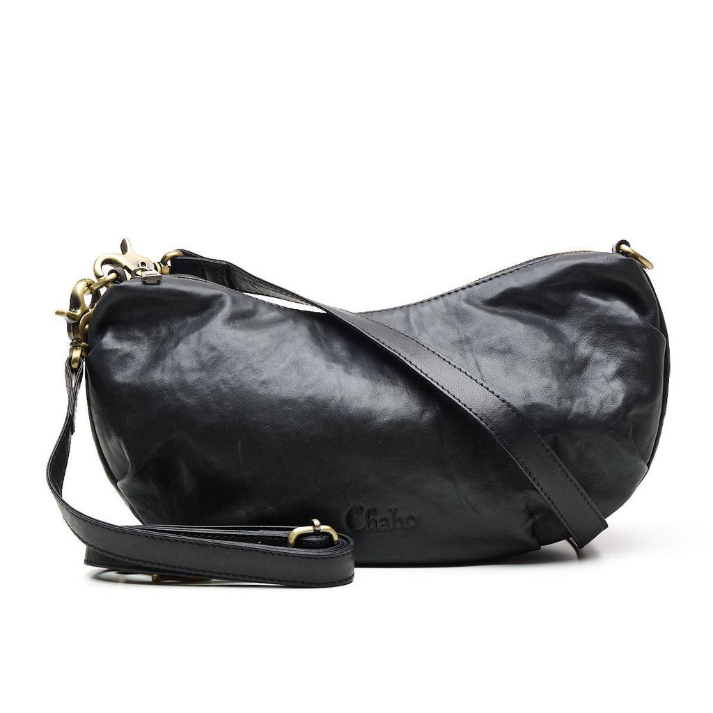 Chabo Bags leren crossbody tas Bobby Banana zwart