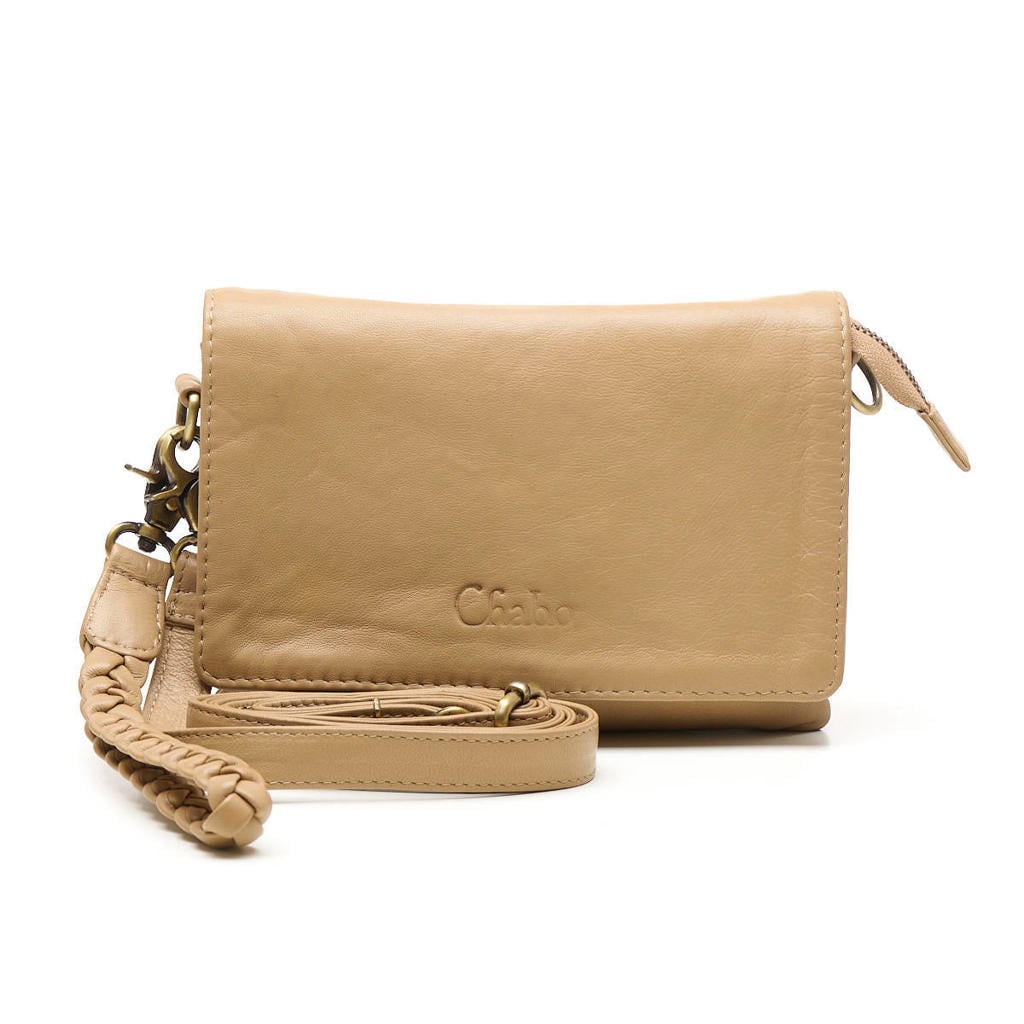 Chabo Bags leren crossbody tas Borneo Style beige