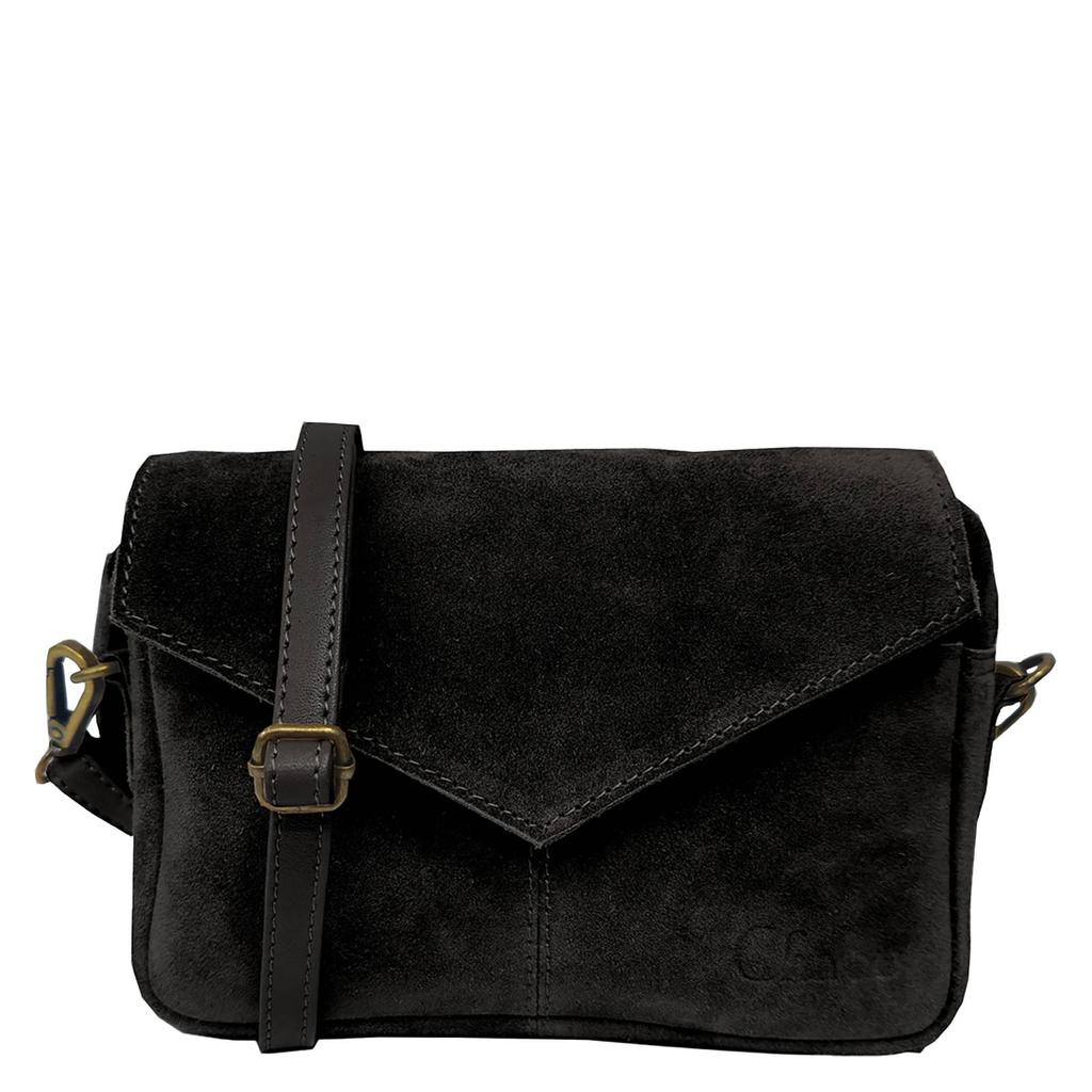Chabo Bags suède crossbody tas Rio Romy zwart