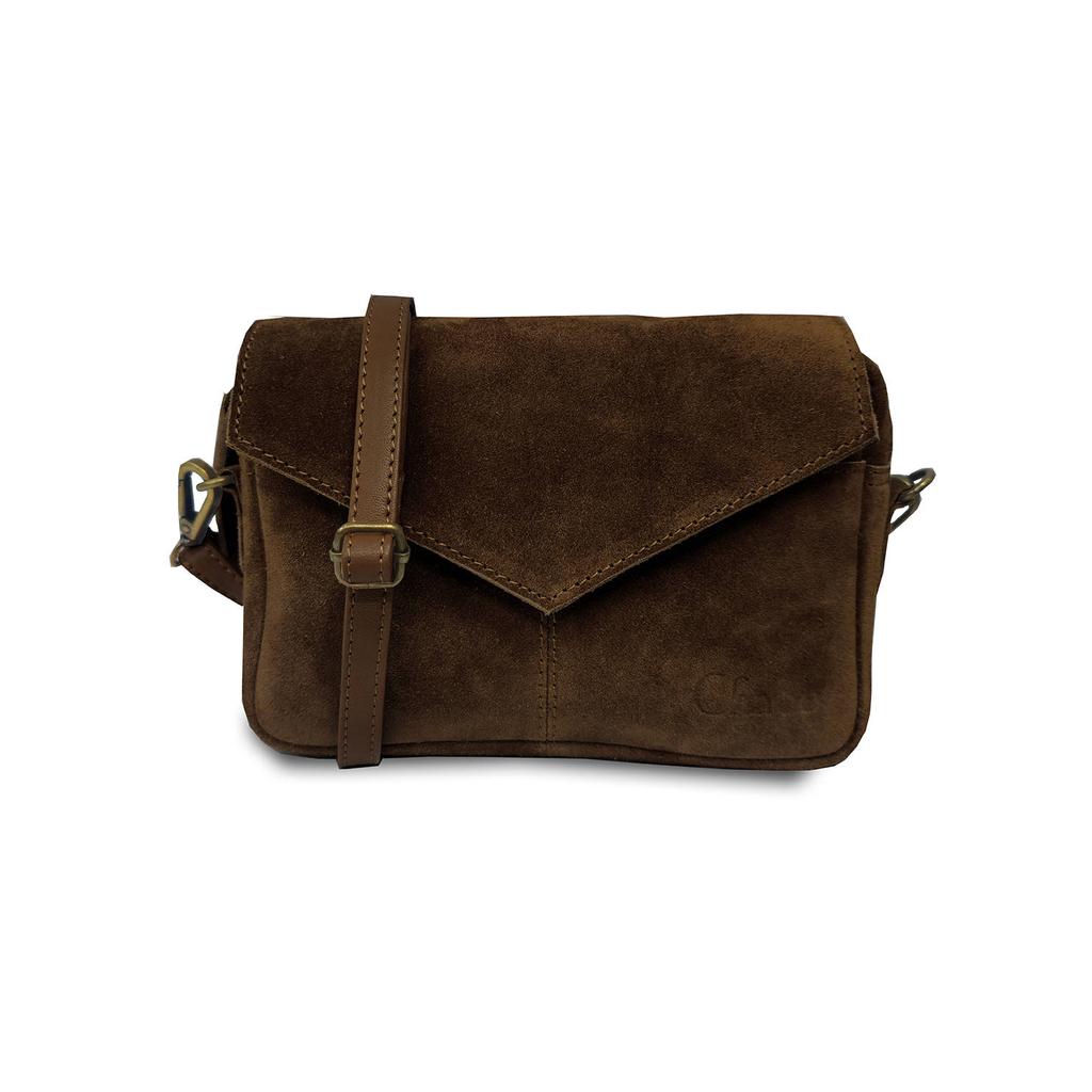 Chabo Bags suède crossbody tas Rio Romy bruin