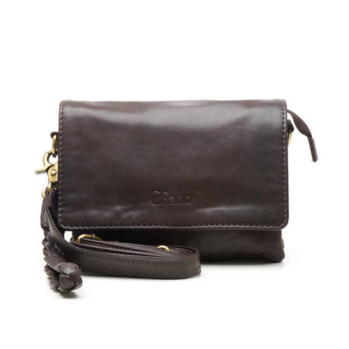 Chabo Bags leren crossbody tas Borneo Style donkerbruin afbeelding