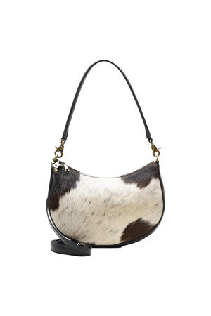 leren schoudertas Crazy Cow zwart