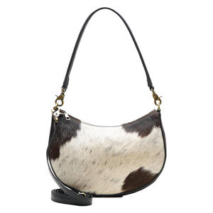 leren schoudertas Crazy Cow zwart