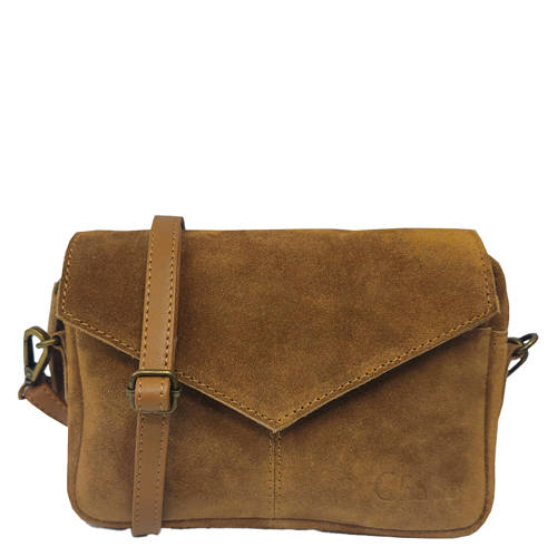 Chabo Bags suède crossbody tas Rio Romy cognac afbeelding