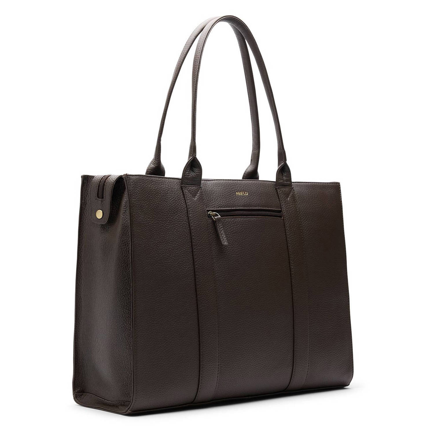 Manfield leren shopper donkerbruin