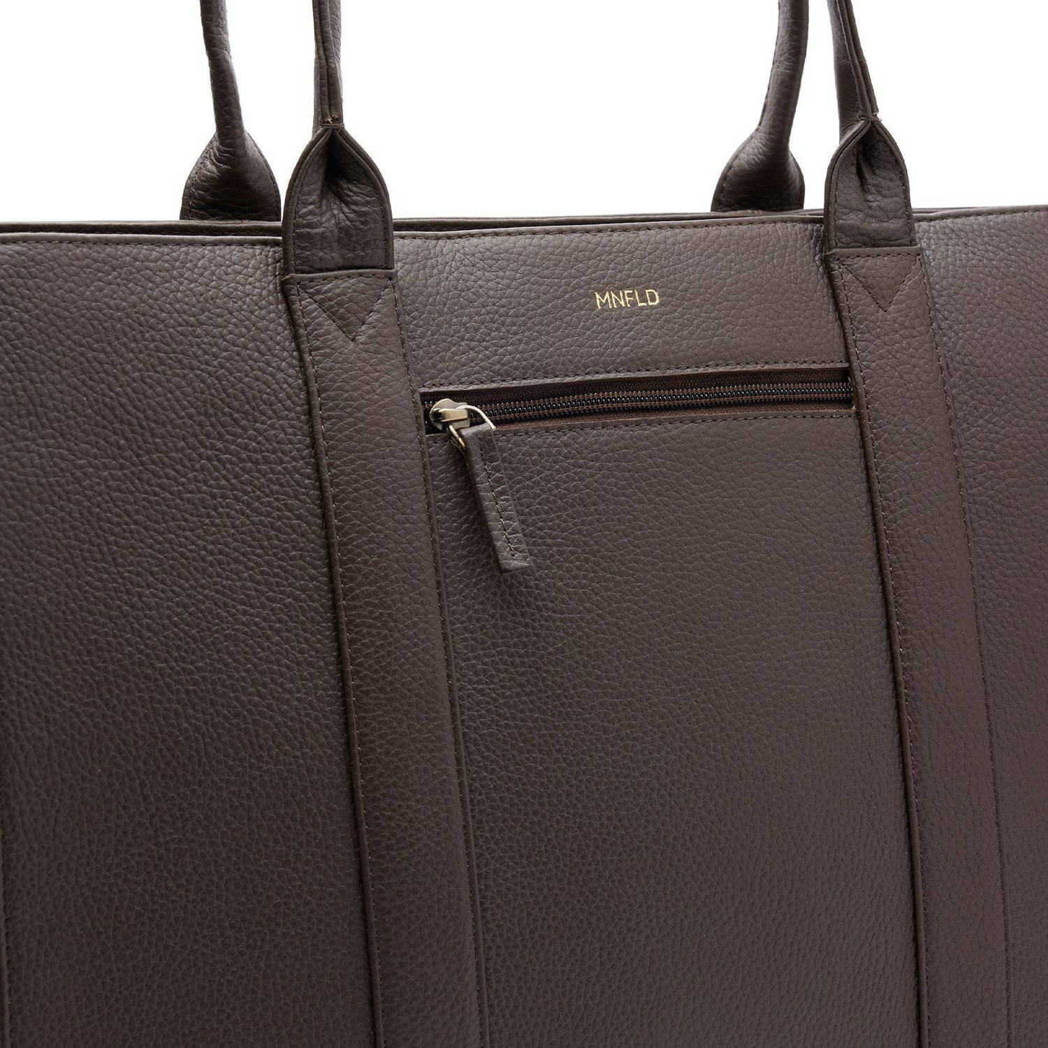 Manfield leren shopper donkerbruin
