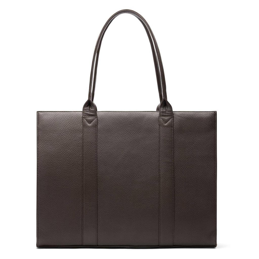 Manfield leren shopper donkerbruin