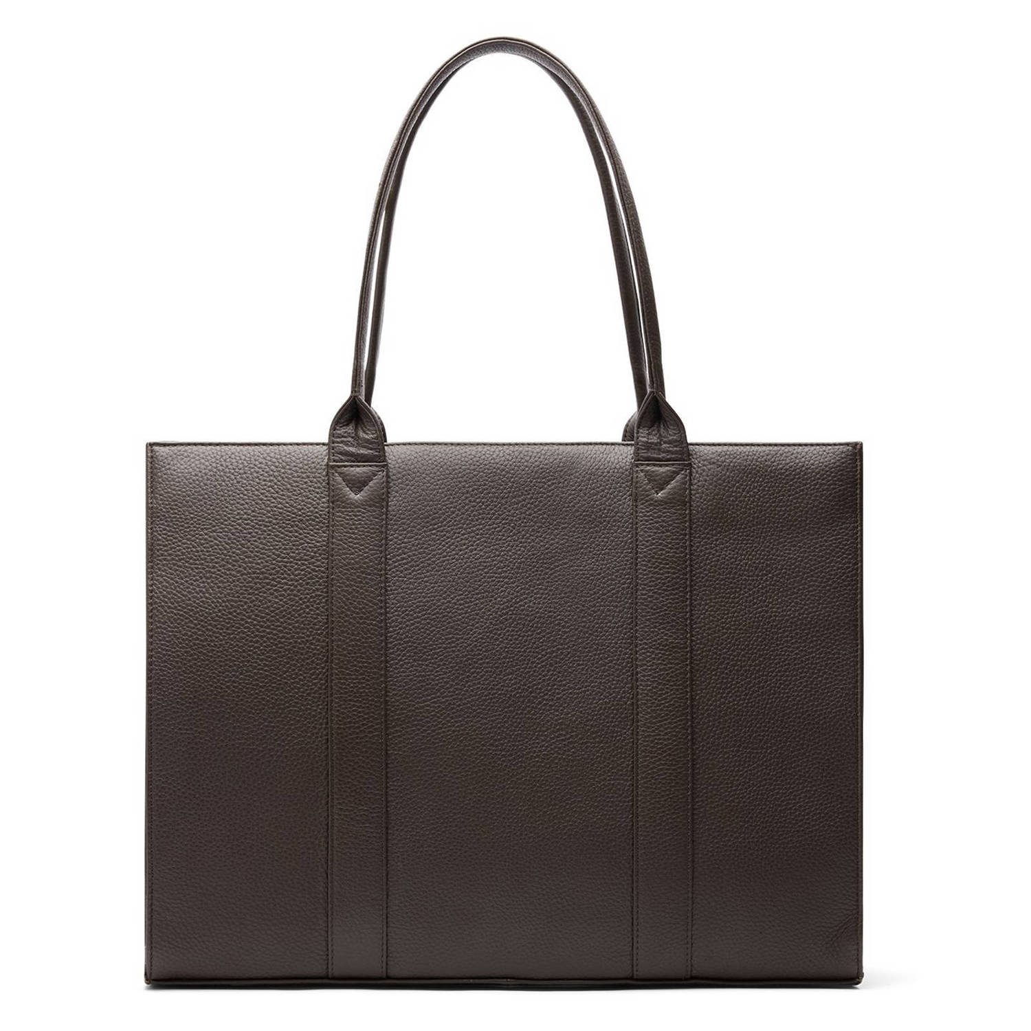 Manfield leren shopper donkerbruin