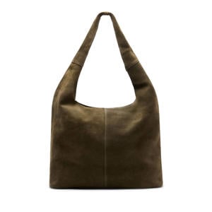 suede shopper olijfgroen