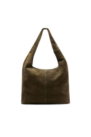 suede shopper olijfgroen