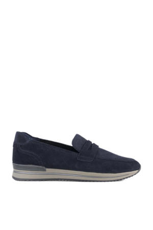 comfort suède instappers donkerblauw