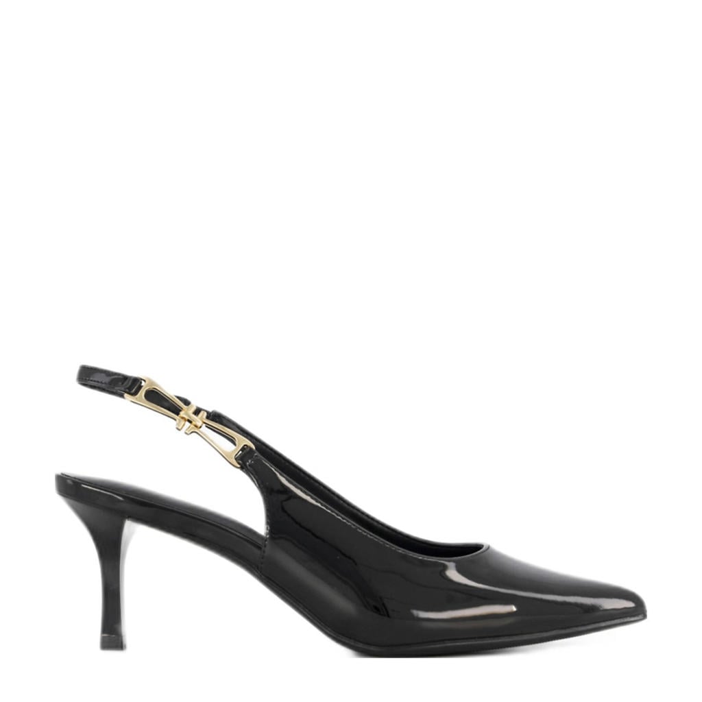 Zwarte dames Graceland lak slingback pumps met gesp
