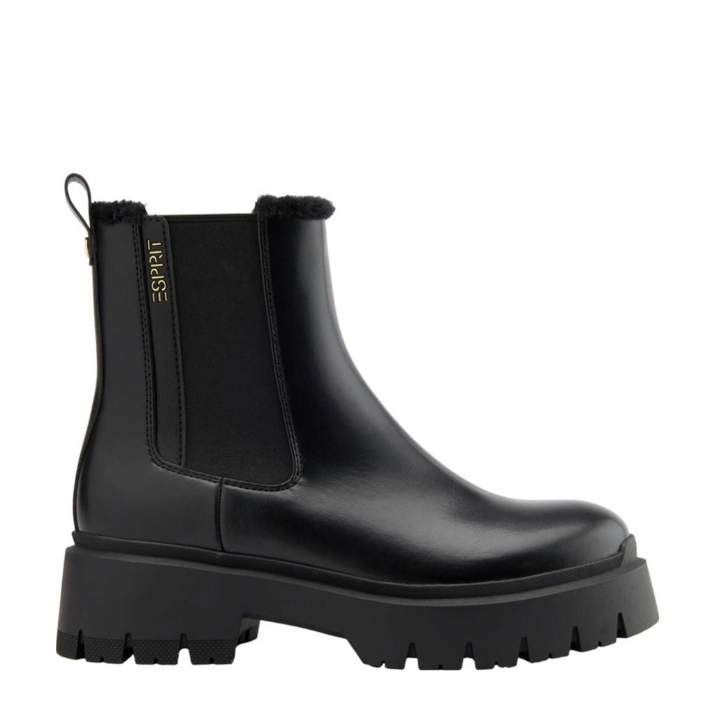 Zwarte dames ESPRIT chunky enkellaarzen van imitatieleer met ritssluiting