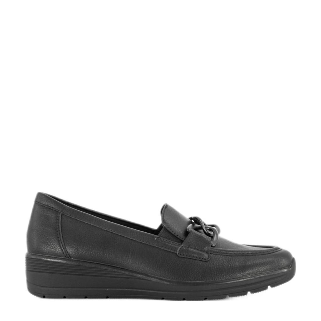 Zwarte dames Easy Street comfort instappers van imitatieleer