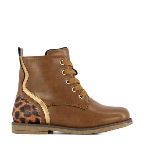 Graceland veterboots cognac/goud/panter afbeelding