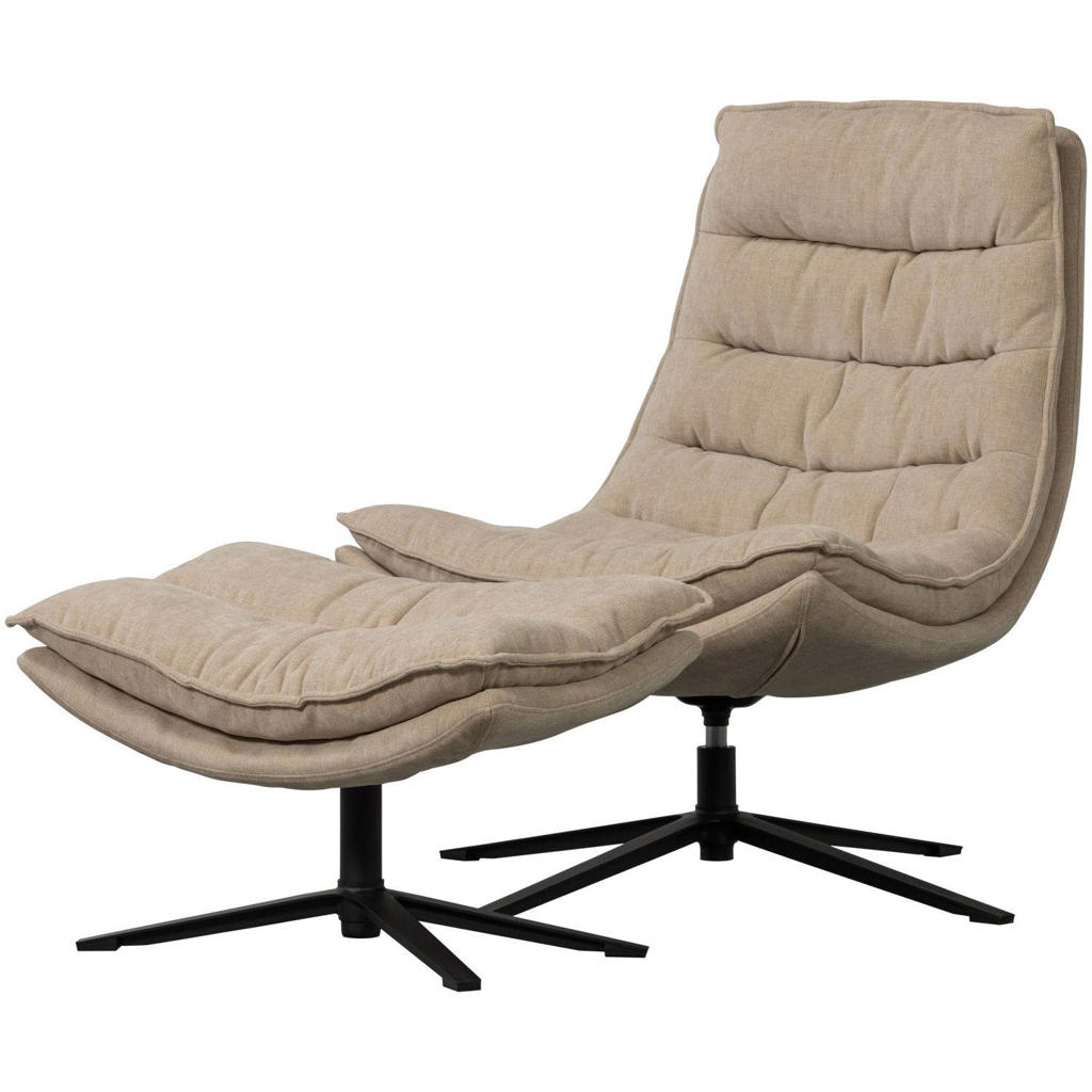WOOOD draaifauteuil met hocker Kube