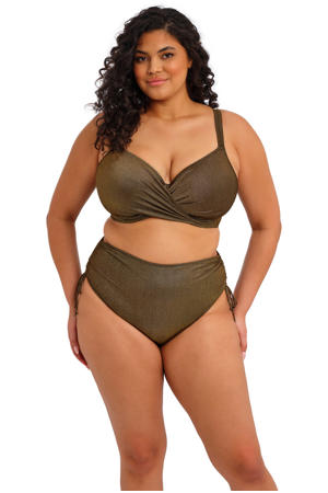 high waist bikinibroekje Sunset Shimmer met lurex bruin
