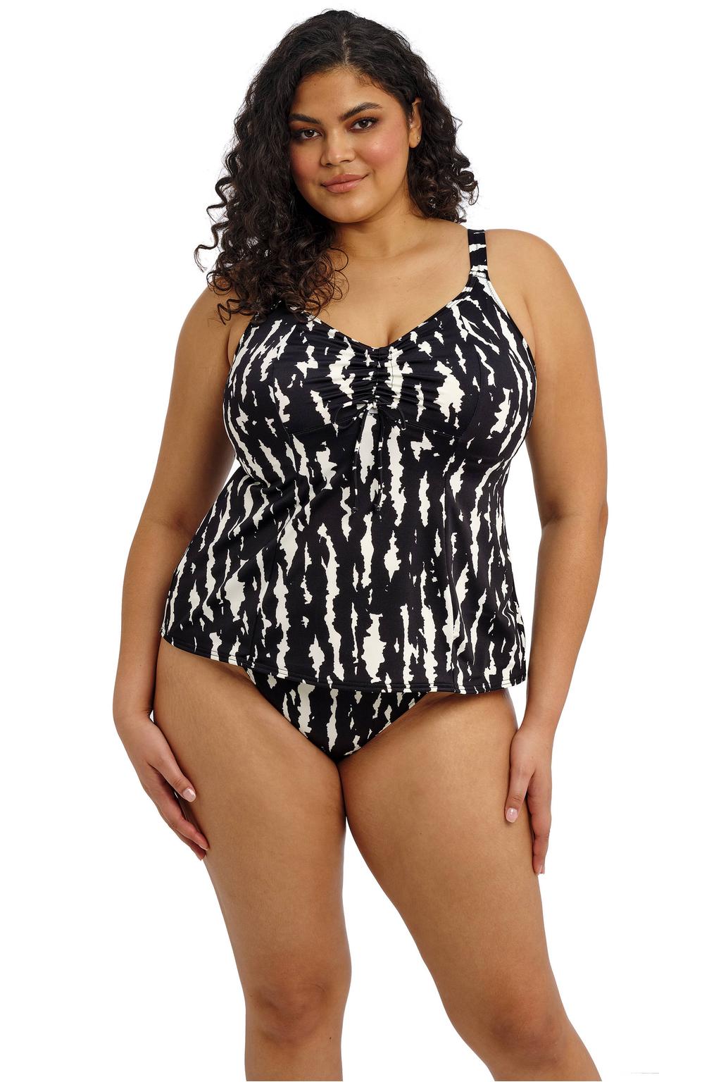 Elomi voorgevormde tankini bikinitop Echo Shell zwart/wit
