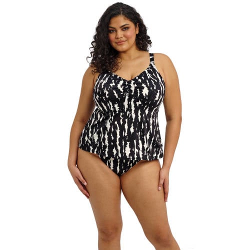 Elomi voorgevormde tankini bikinitop Echo Shell zwart/wit afbeelding
