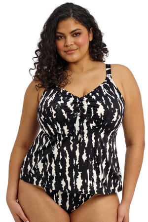 voorgevormde tankini bikinitop Echo Shell zwart/wit