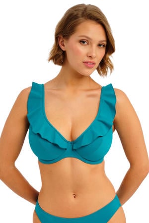 niet-voorgevormde beugel bikinitop Jewel Cove met ruches turquoise