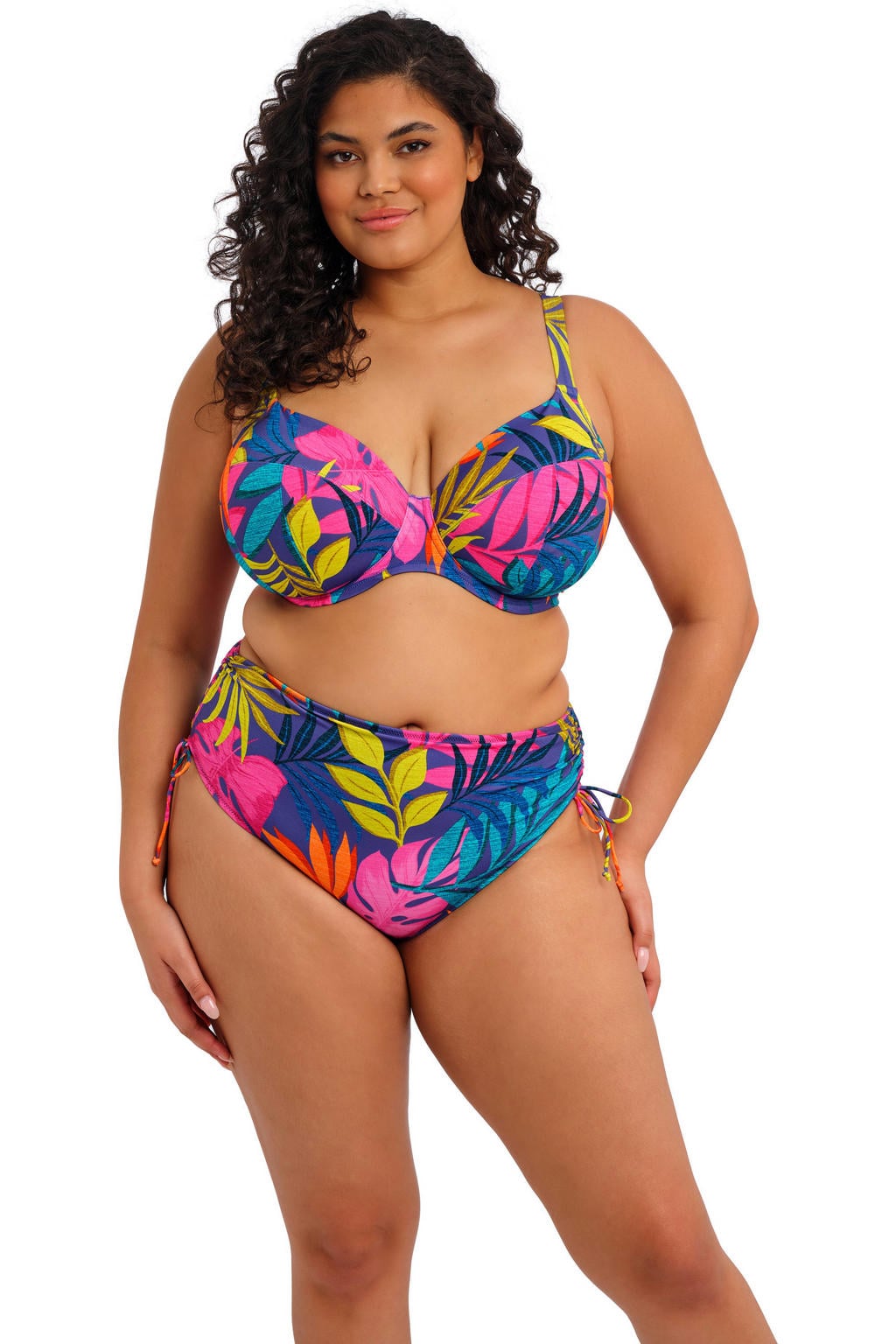 Elomi high waist bikinibroekje Porto Rafti blauw/roze/groen