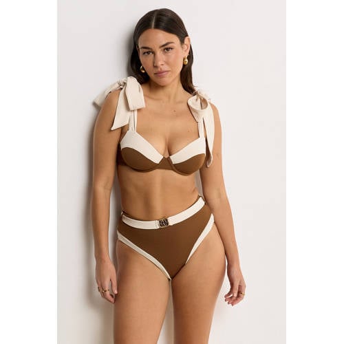 JOSH V high waist bikinibroekje Solange bruin/ecru afbeelding
