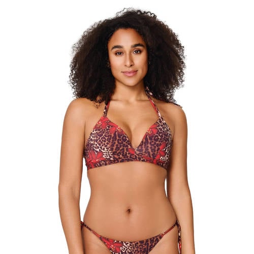 LingaDore voorgevormde triangel bikinitop bruin/rood afbeelding
